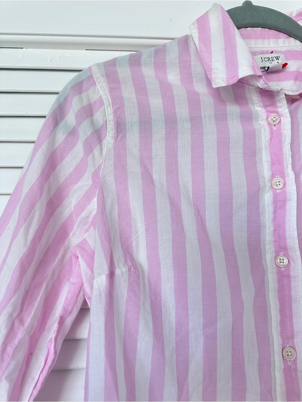 J. Crew Pink and White Striped button down Shirt Lightweight Cotton - Picture 3 of 16